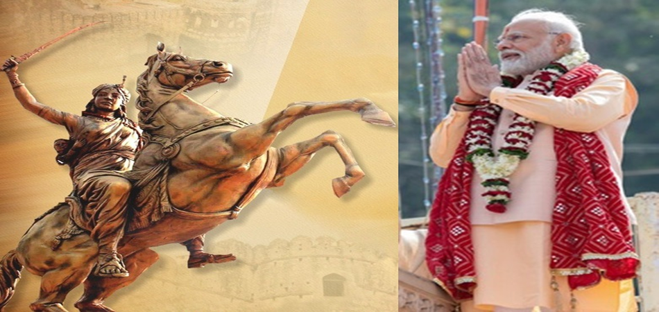 Prime Minister Narendra Modi paying respects to Rani Lakshmibai