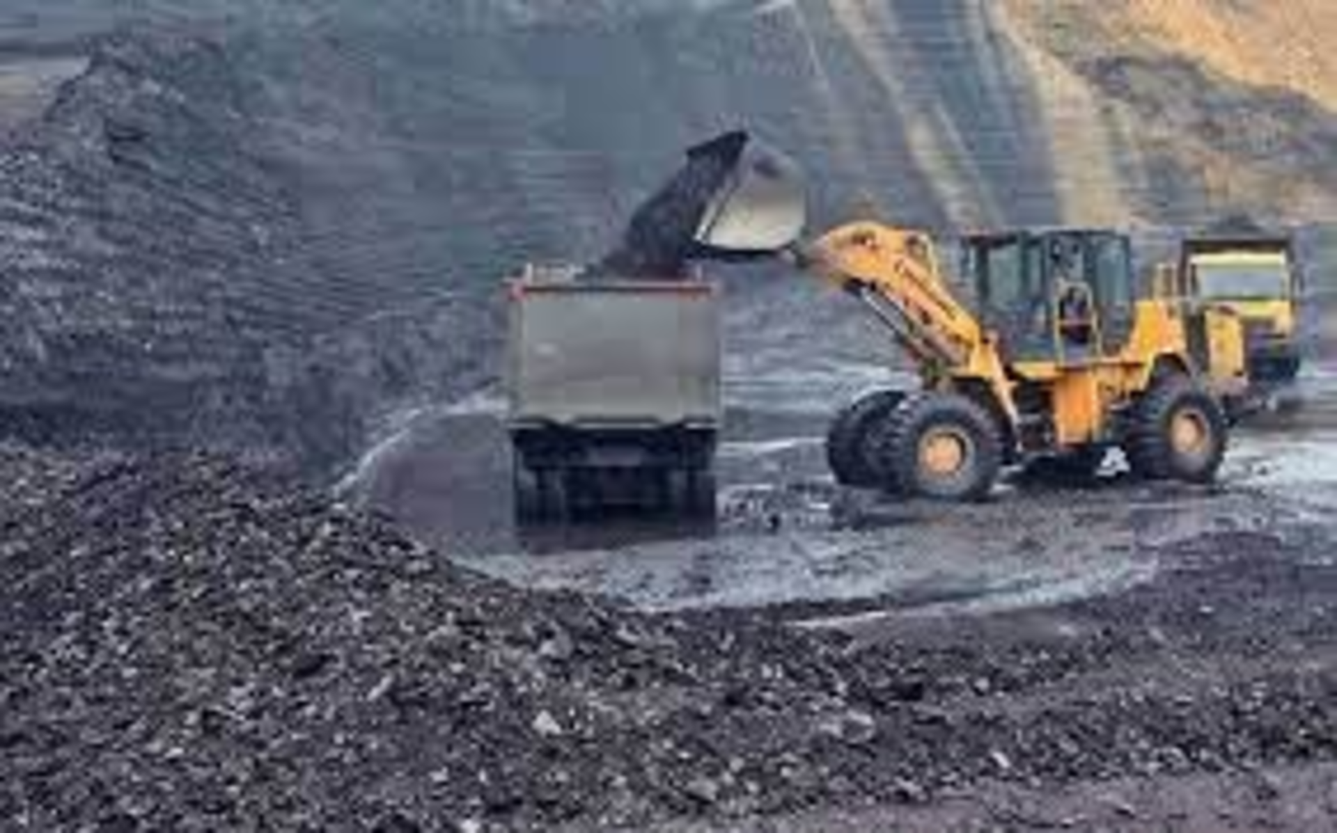 A bustling coal mining operation