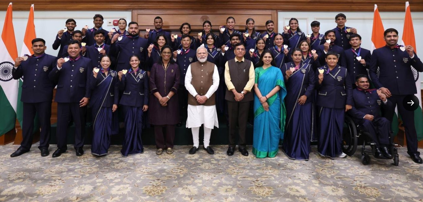 PM Narendra Modi with Commonwealth Games Medal Winners