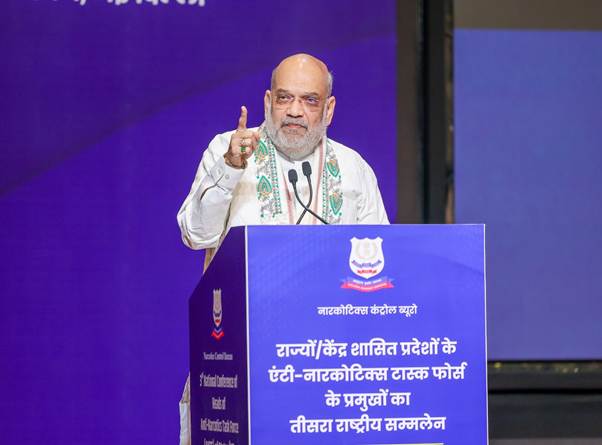 Amit Shah speaking at the third national conference of Anti-Narcotics Task Force heads in New Delhi