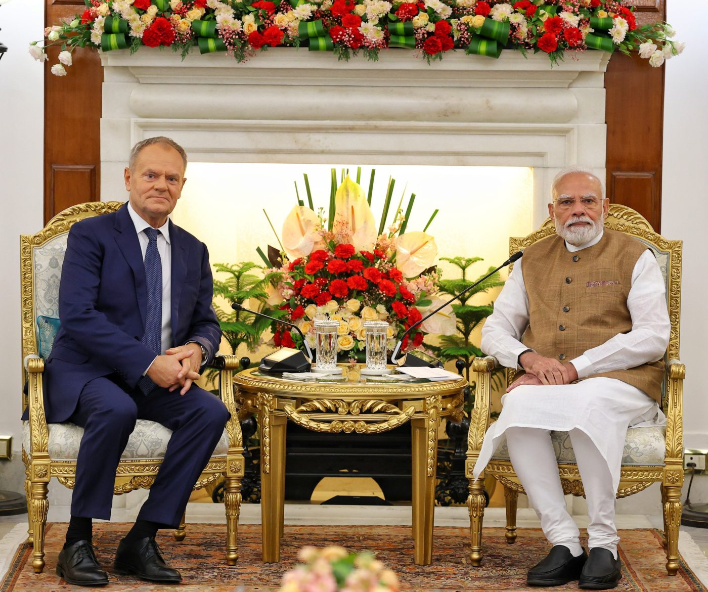 Narendra Modi and Donald Tusk in New Delhi