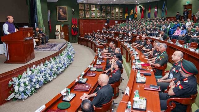 Rajnath Singh addresses Army commanders at the Army Commanders' Conference